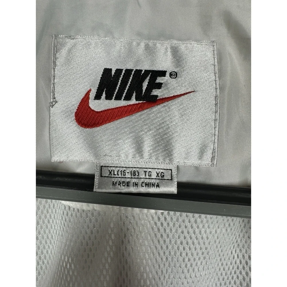 Vintage Nike Windbreaker Jacket Womens XL 16-18 White Black Big Swoosh Y2K